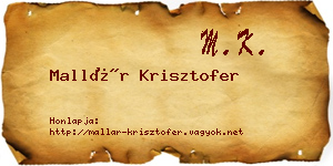 Mallár Krisztofer névjegykártya