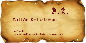Mallár Krisztofer névjegykártya